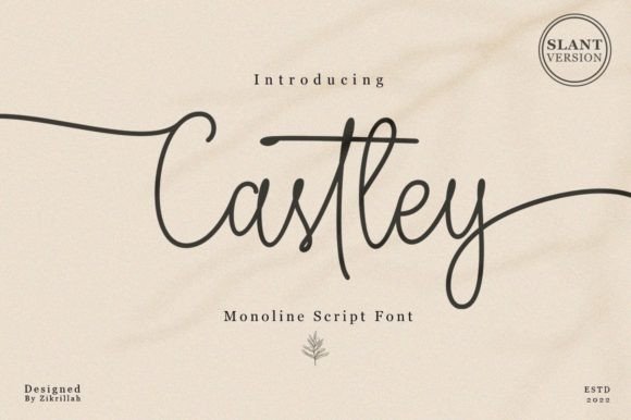 Castley: A Monoline Calligraphy Script Font for Elegant Branding